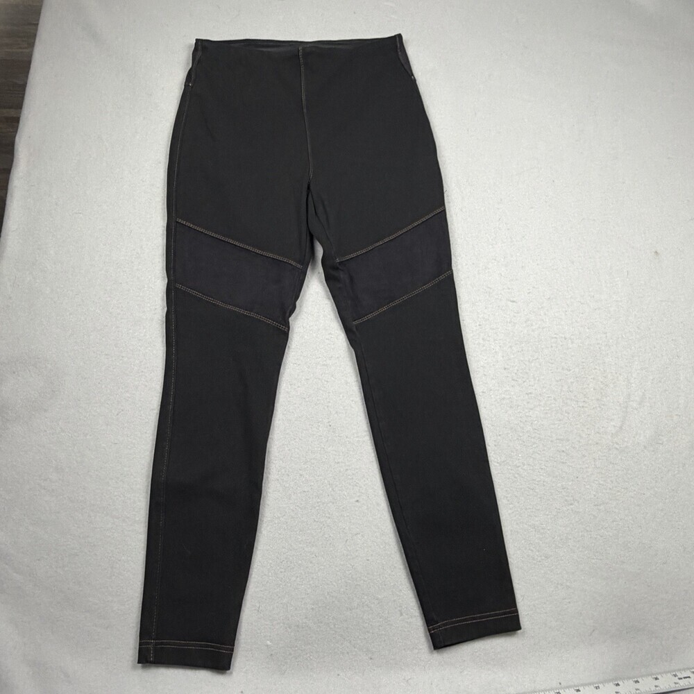 LYSSE Moto Toothpick Leggings Black Tummy Control Slimming Waistband Womens Sz L